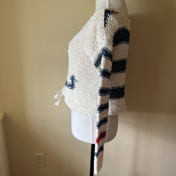 Free People Sailor’s Song Sweater Cropped w/Drawstring Waist Size  XSmall - Picture 7 of 14